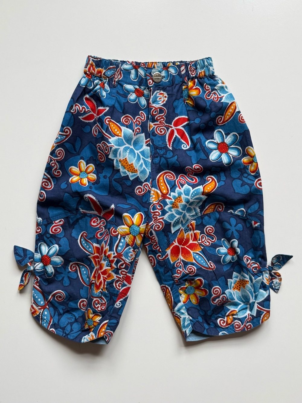 Oilily Girls Blue Floral Petal Tie Pants  - Size 18M
